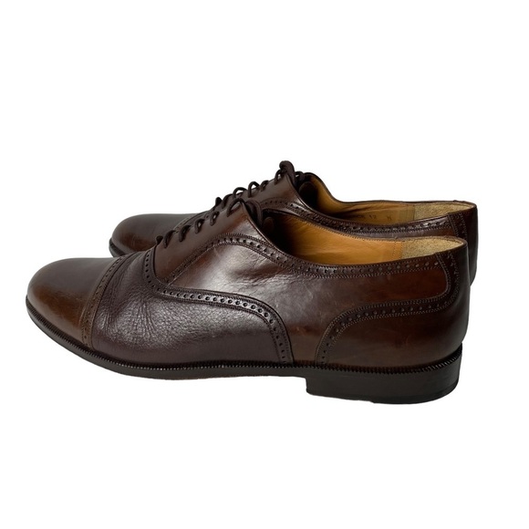 MEZLAN Mens Dress Shoes  Brown Leather Lace Up Cap Toe Oxfords Size 12 W
